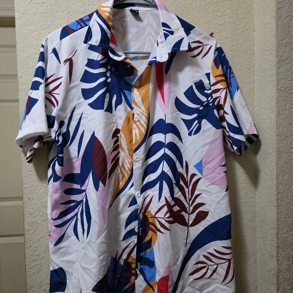 SHEIN Multicolor Leaf Print Men's Shirt